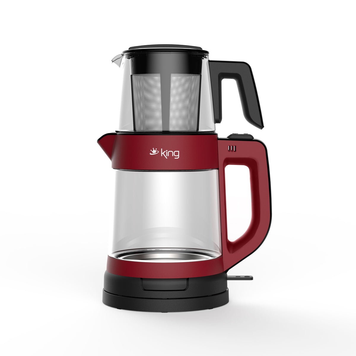KCM330 TeaPro Cam Çay Makinesi - Kırmızı - King Küçük Ev Aletleri