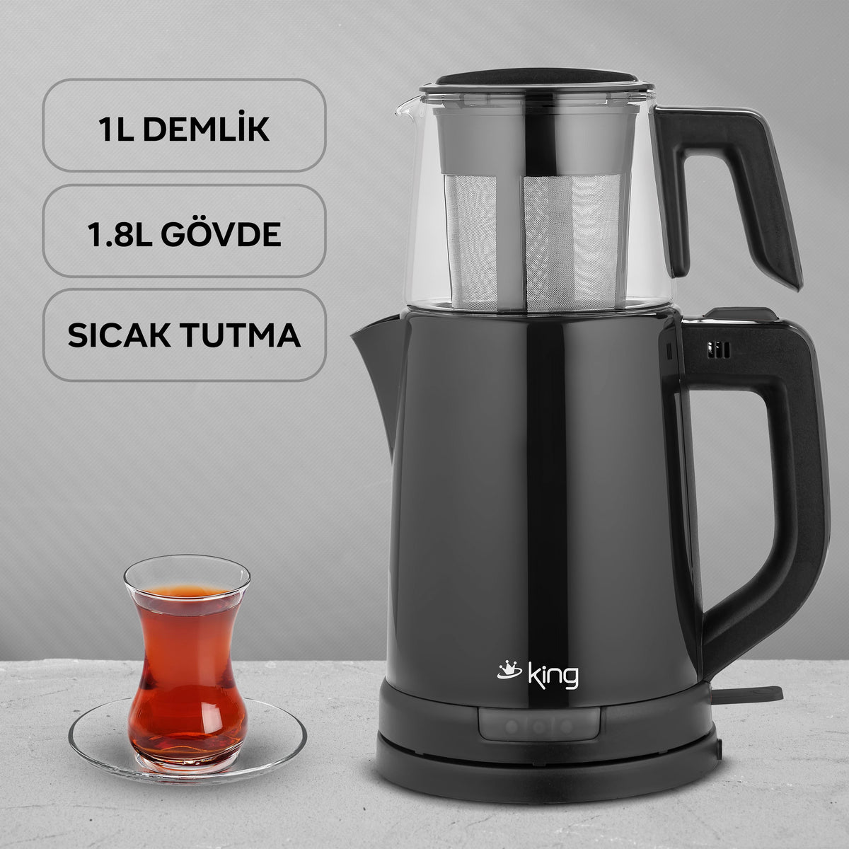 KCM332 TeaPro Plastik Çay Makinesi-Siyah - King Küçük Ev Aletleri
