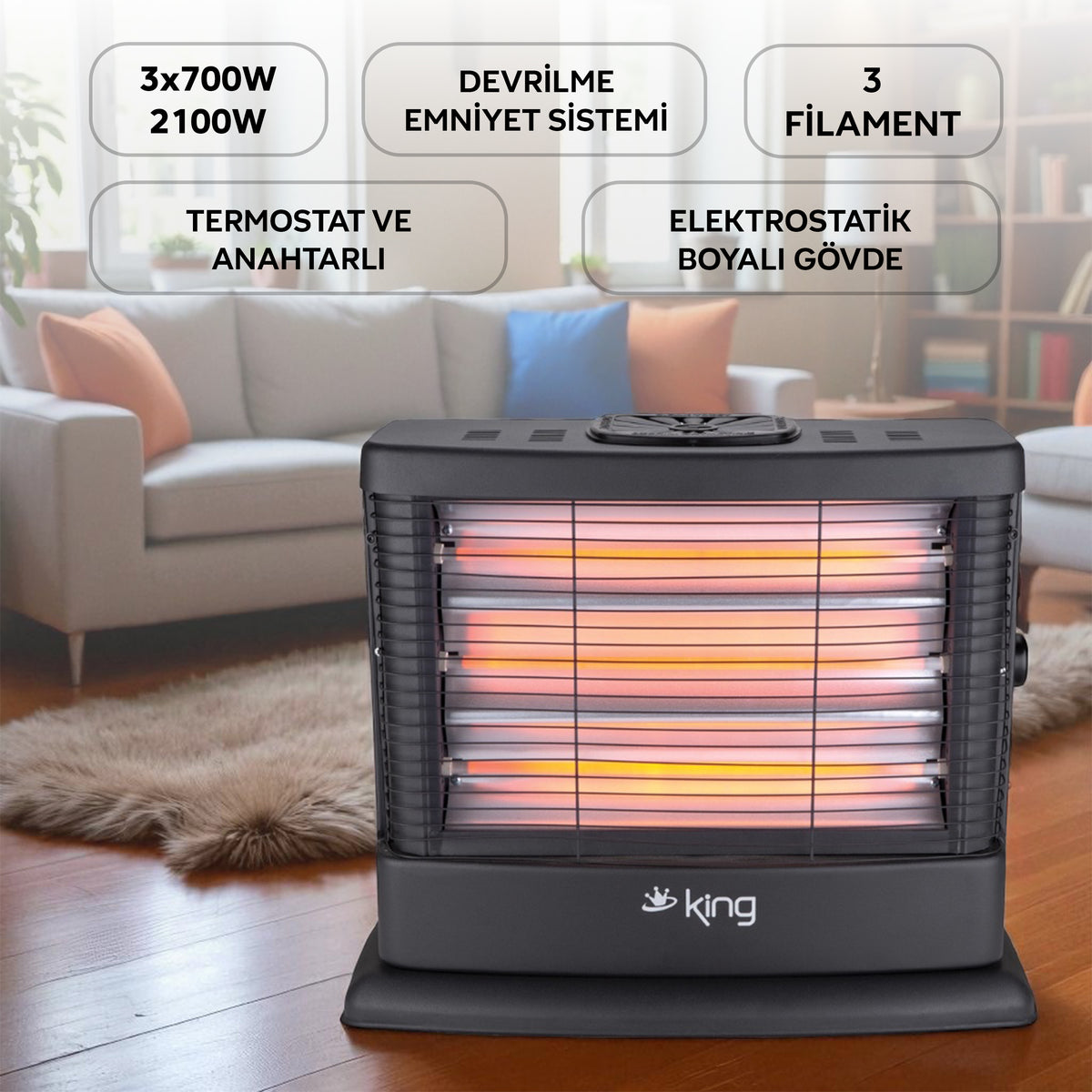 KI6274 Prago Quartz Isıtıcı - King Küçük Ev Aletleri
