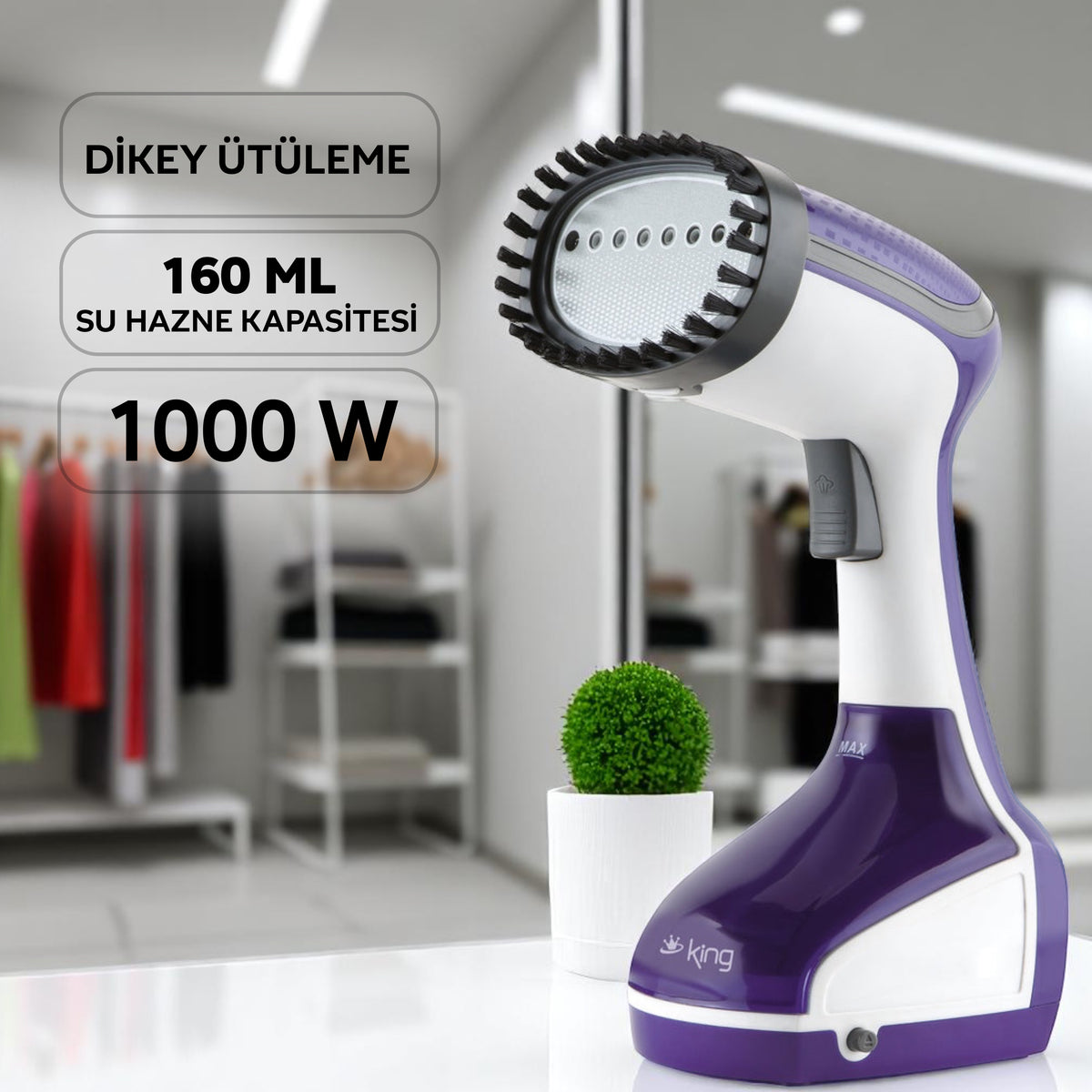 KKG801 Aura Buharlı Kırışıklık Giderici Ütü - Mor - King Küçük Ev Aletleri