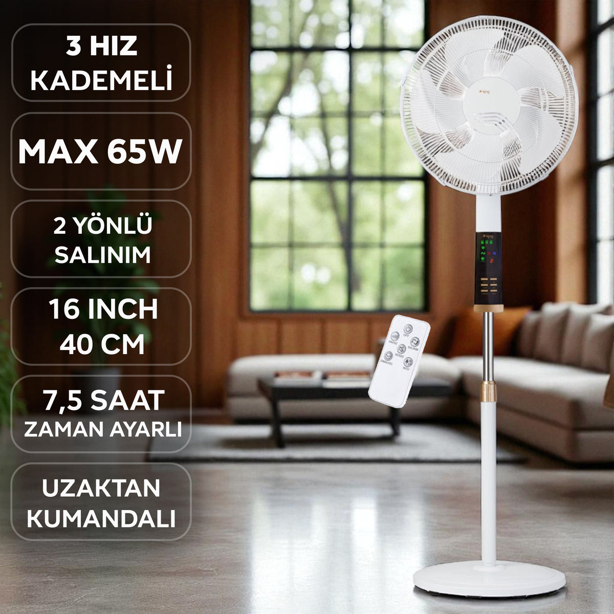 KV1716 Barva 16'' Kumandalı Vantilatör - King Küçük Ev Aletleri