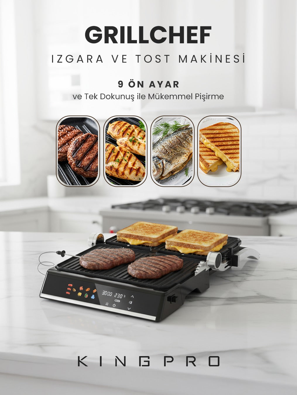 KINGPRO K471 GrillChef Izgara & Tost Makinesi
