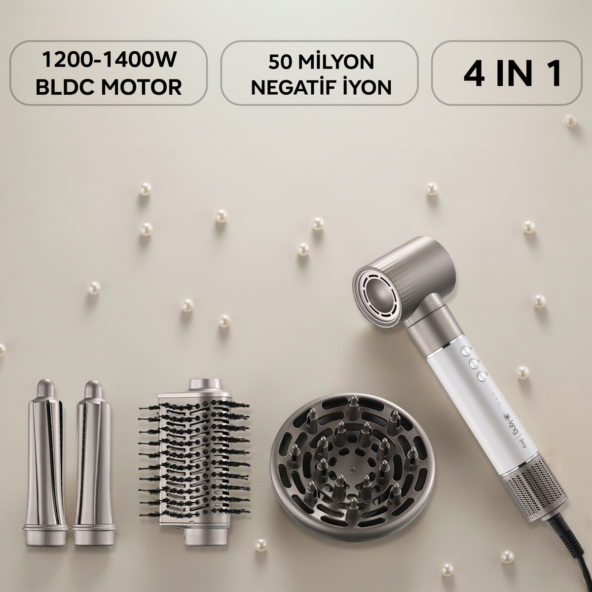 King Ipexy K800 saç şekillendirici set aparatları ve başlıkları