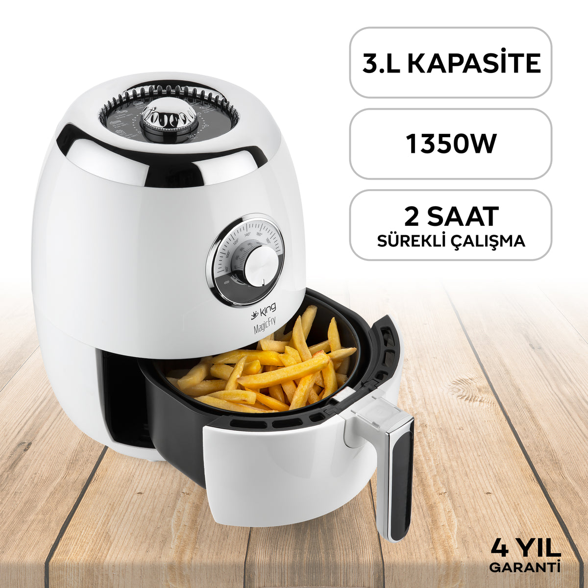KYF25 MagicFry Sıcak Hava Fritözü - Beyaz - King Küçük Ev Aletleri