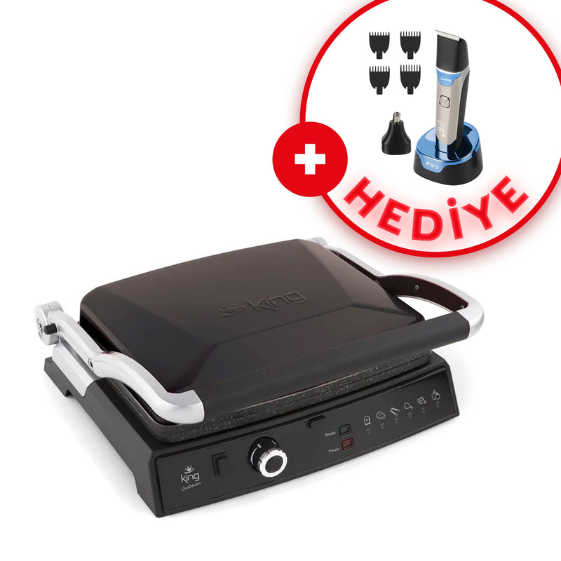 KING GRILL MASTER K-462 IZGARA VE TOST MAKİNESİ (SİYAH) ALANA KSM777 TIRAŞ MAKİNESİ HEDİYE (TAKIM)