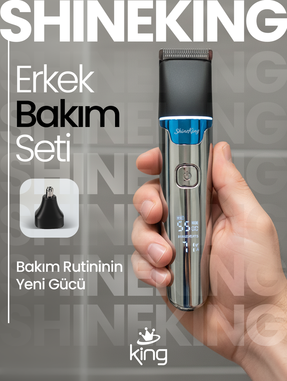 KSM777 Shineking Erkek Bakım Seti | King Tıraş Makinesi | Suya