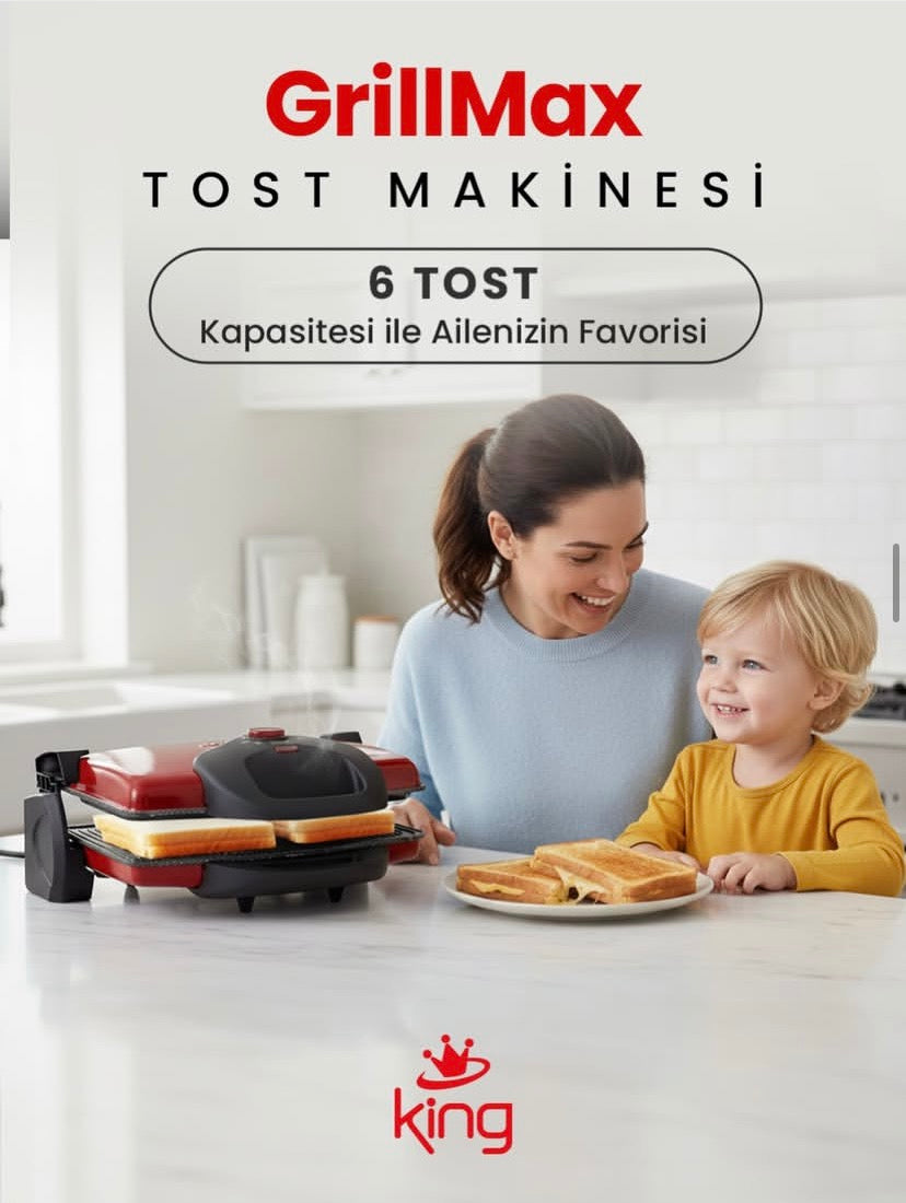 P637Y GrillMax Tost Makinesi - Kırmızı