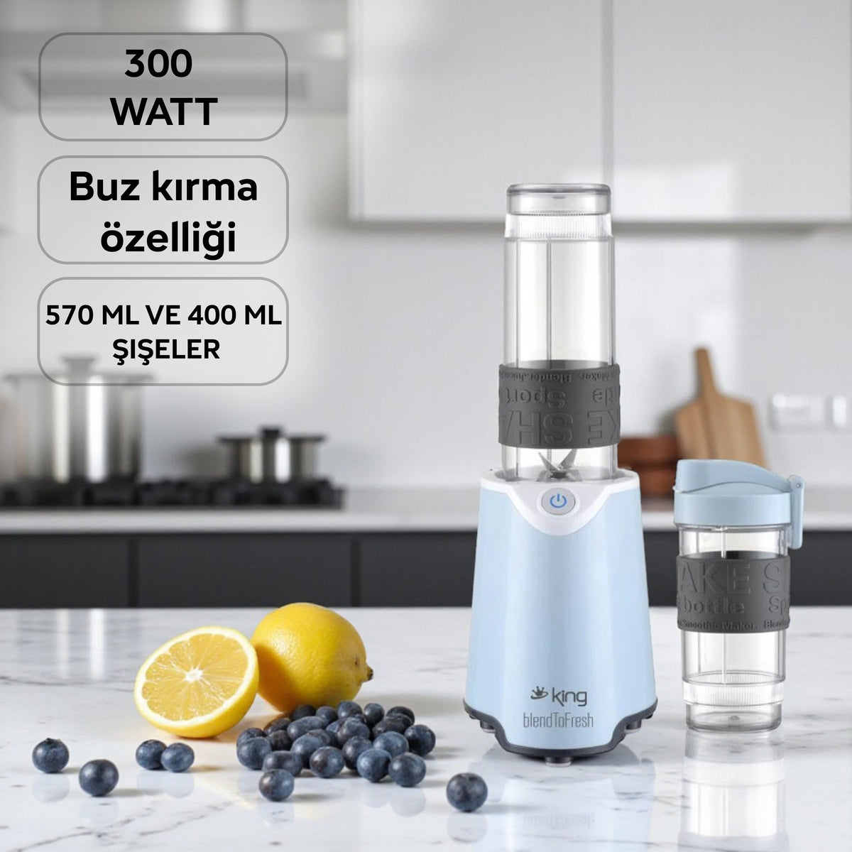 K485 BlendToFresh Kişisel Blender - Mavi - King Küçük Ev Aletleri