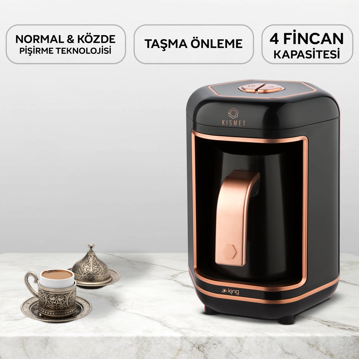 カネキKING K605 Kismet Coffee Machine - Copper | 4 Cup Capacity