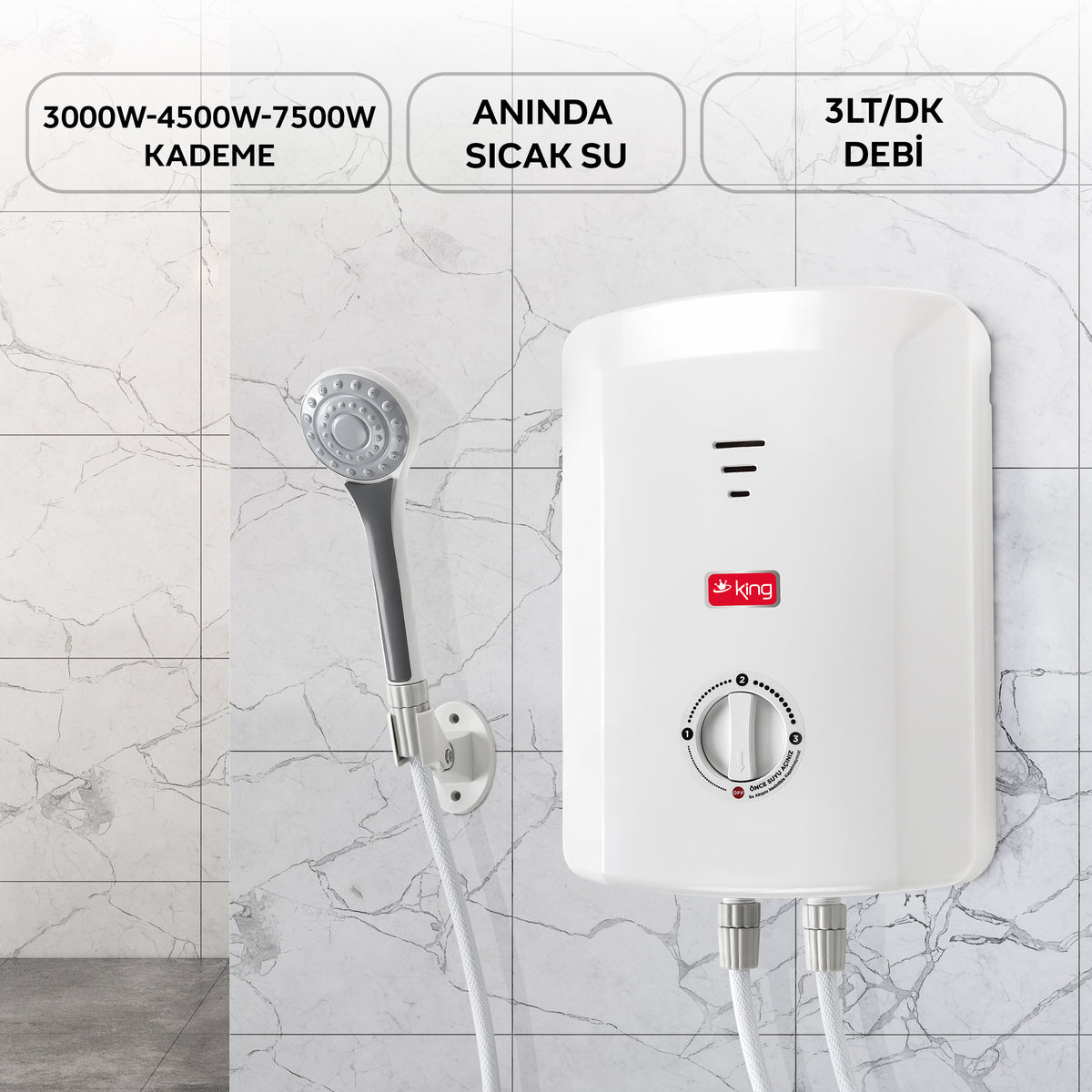 K7008 Ekvator Elektrikli Şofben - King Küçük Ev Aletleri