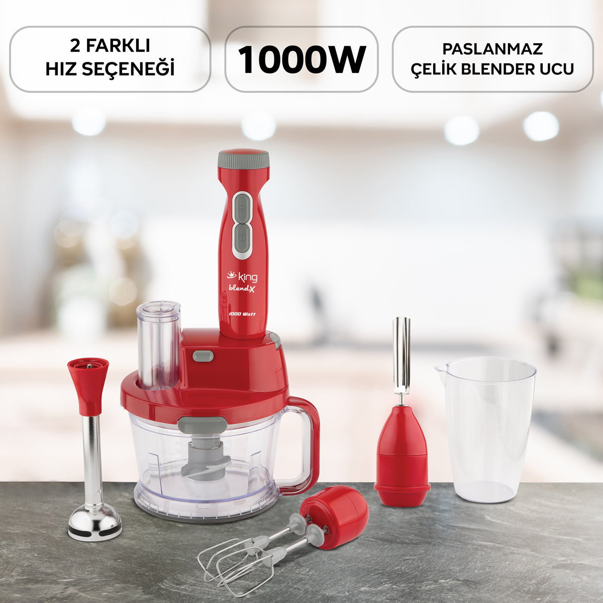 K968 BlendX Blender Set - Red 1000 Watt