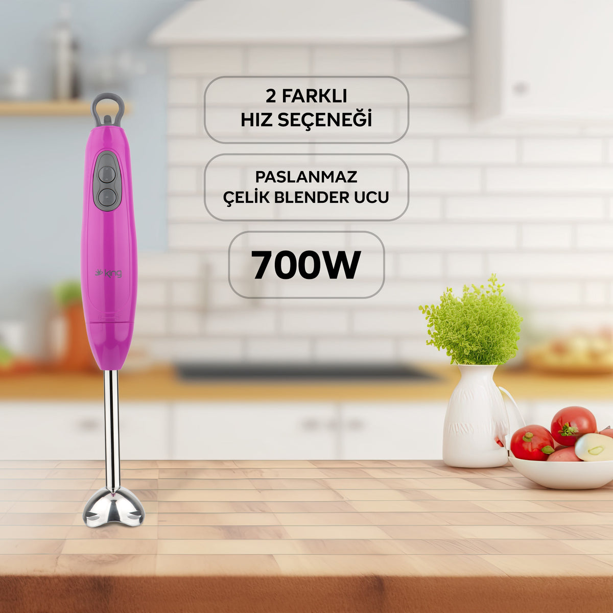 K980 Mix El Blender - Fuşya | 700 W Güç