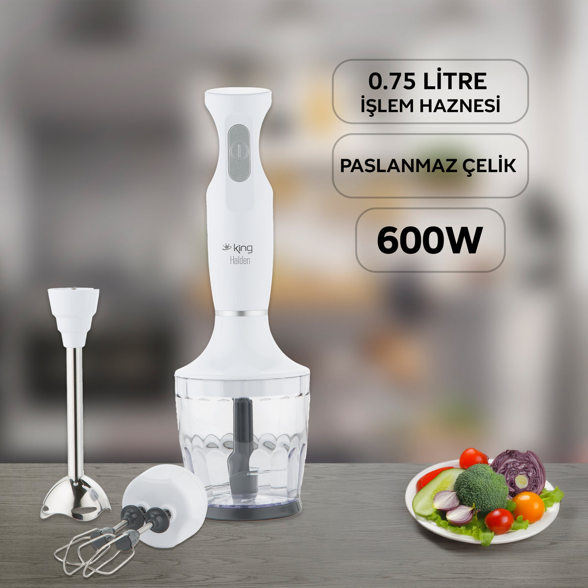 イソノファクトリー Blade bubbler KBS981 Halden Blender Set - Beyaz 600 Watt