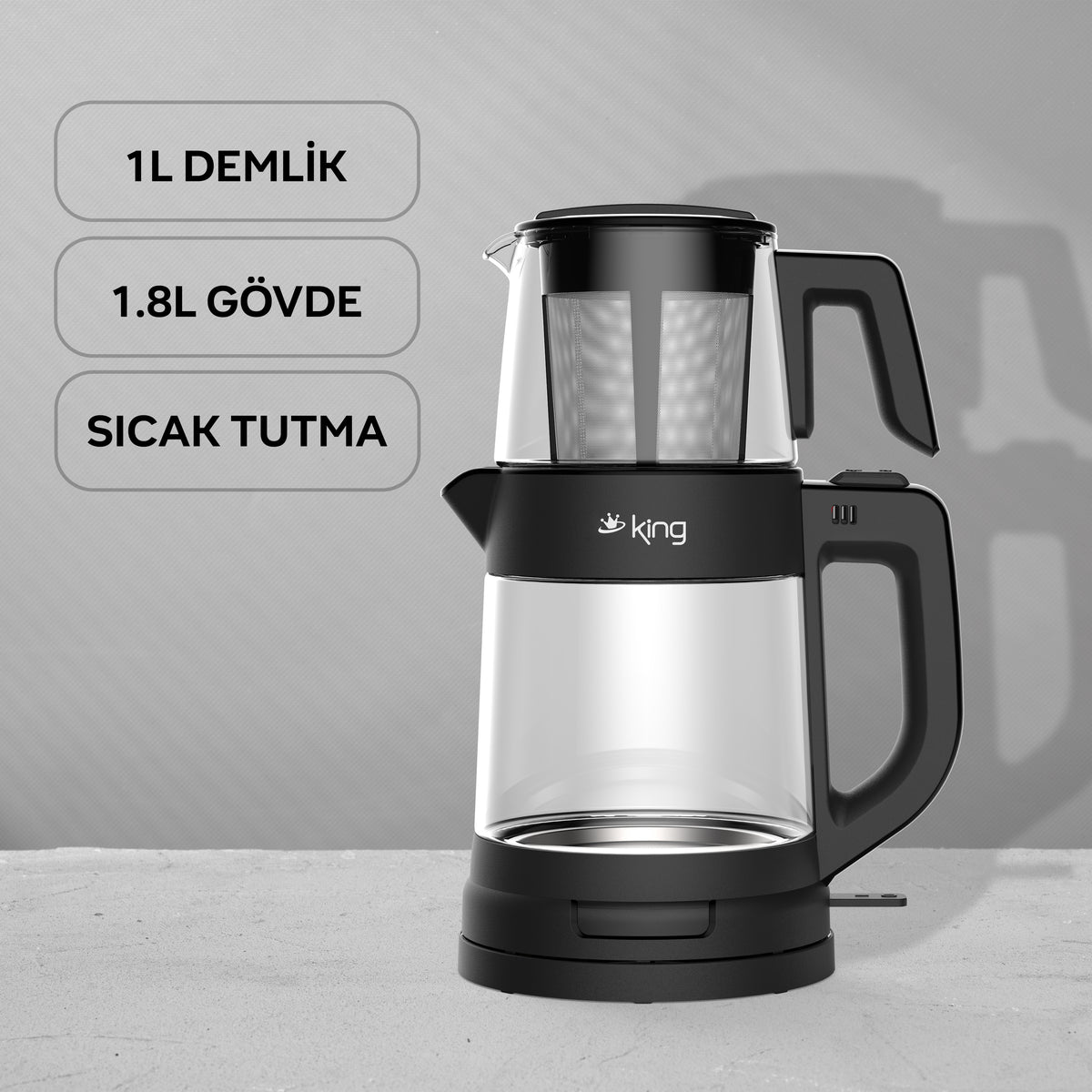 KCM330 TeaPro Cam Çay Makinesi-Siyah - King Küçük Ev Aletleri