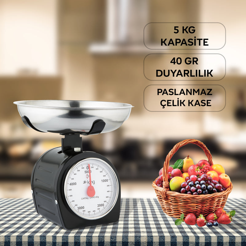 KMB320 Nerissa Retro Mutfak Baskülü - Siyah - King Küçük Ev Aletleri