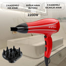 KSK434 Malin Saç Kurutma Makinesi - Kırmızı - King Küçük Ev Aletleri