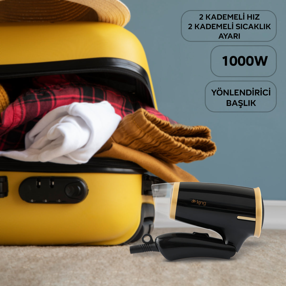 KSK437 Vilda Seyahat Tipi Saç Kurutma Makinesi-Siyah