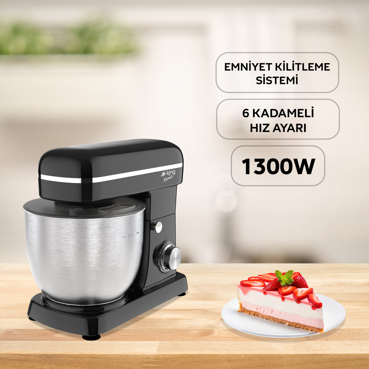 KSM3990 Xamir Stand Mikser - Siyah | 1300W 5L Çelik Hazne