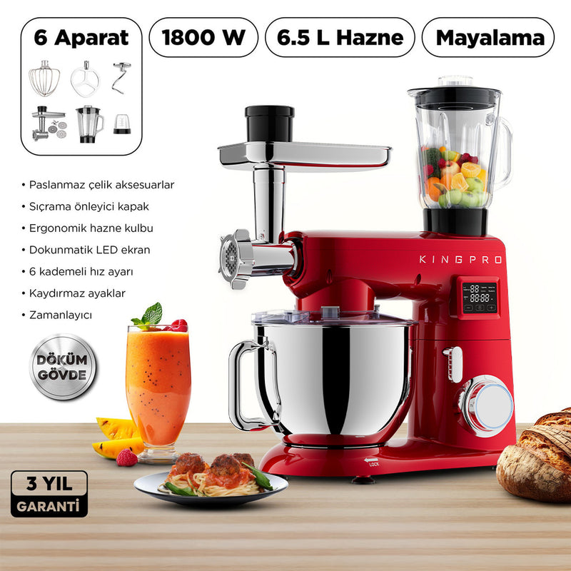 KINGPRO KSM4001 Damboo Mutfak Şefi Kırmızı