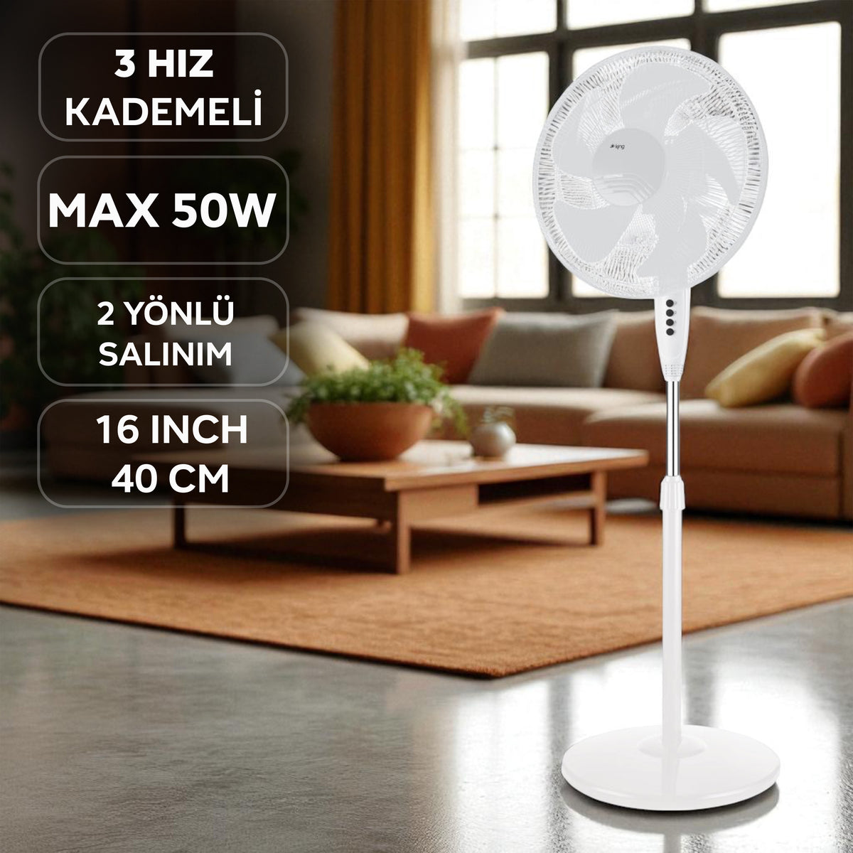 KV1616 Etezyen 16'' Vantilatör - King Küçük Ev Aletleri