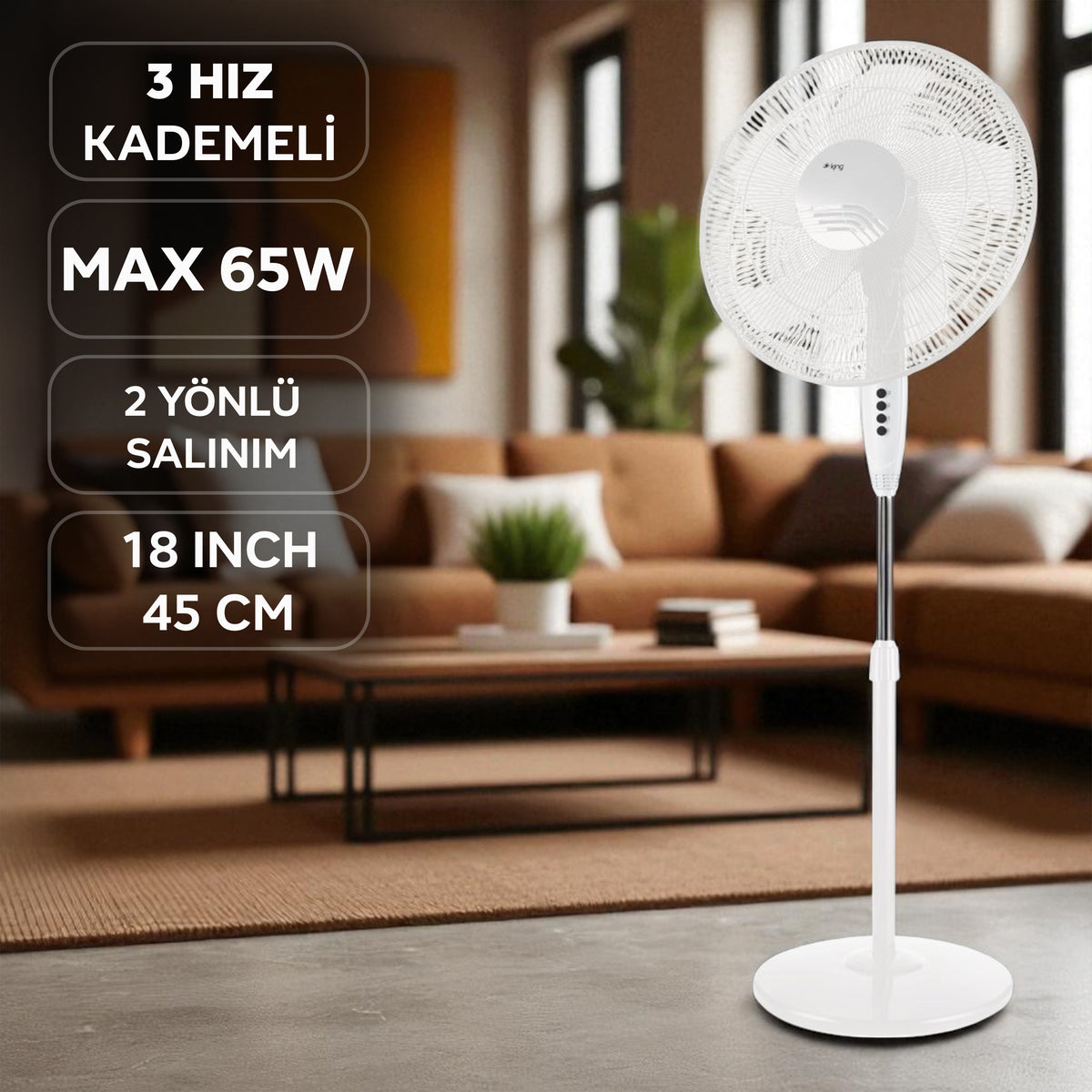 KV1618 Alabora 18'' Vantilatör - King Küçük Ev Aletleri