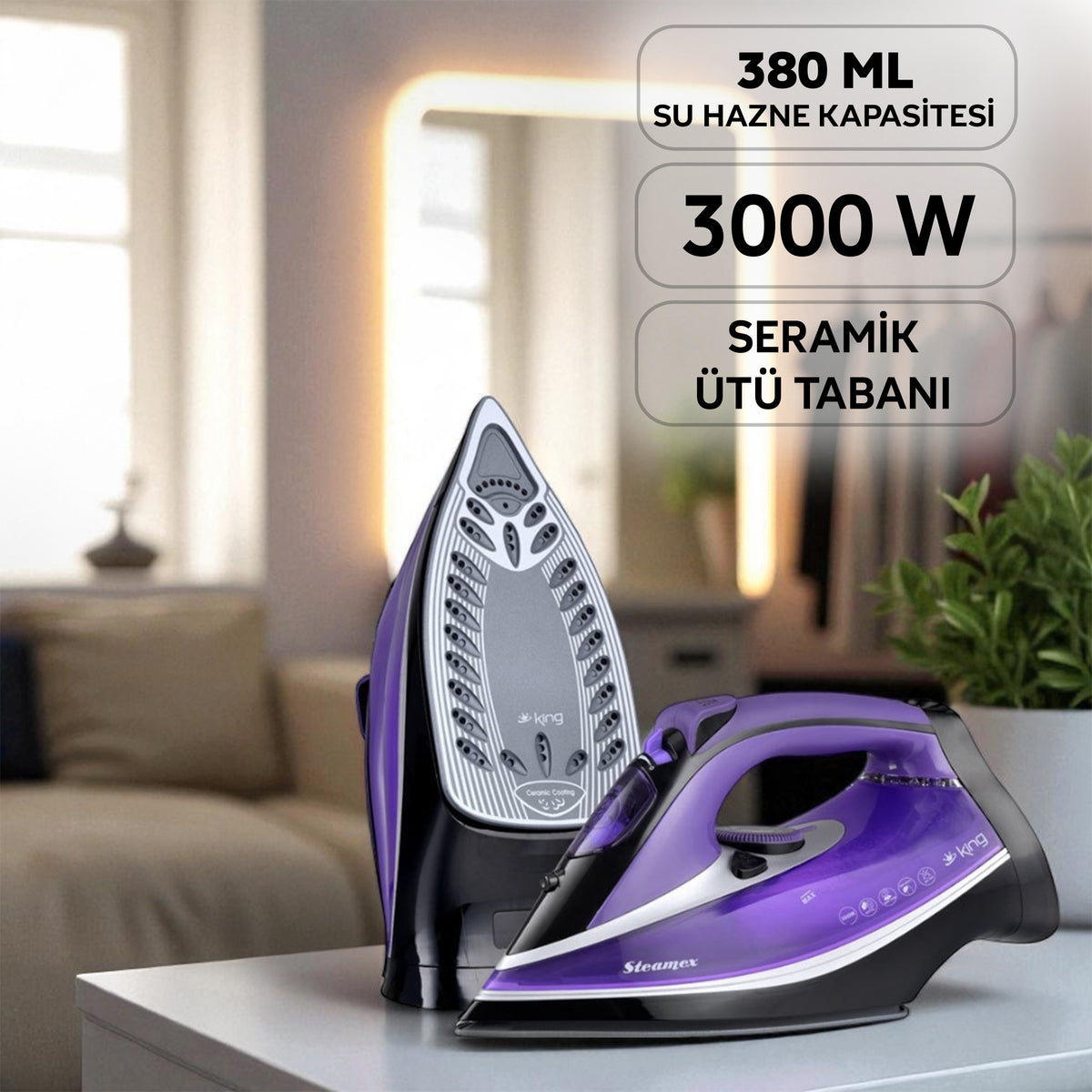 P746 Steamex Buharlı Ütü - Mor - 3000 W