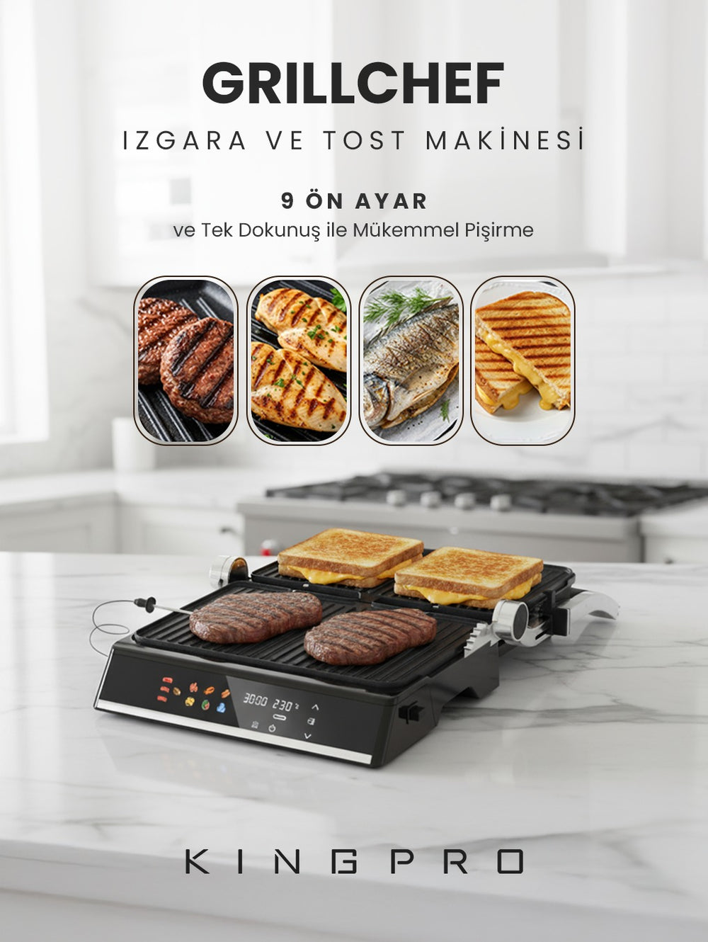 KINGPRO K471 GrillChef Izgara & Tost Makinesi
