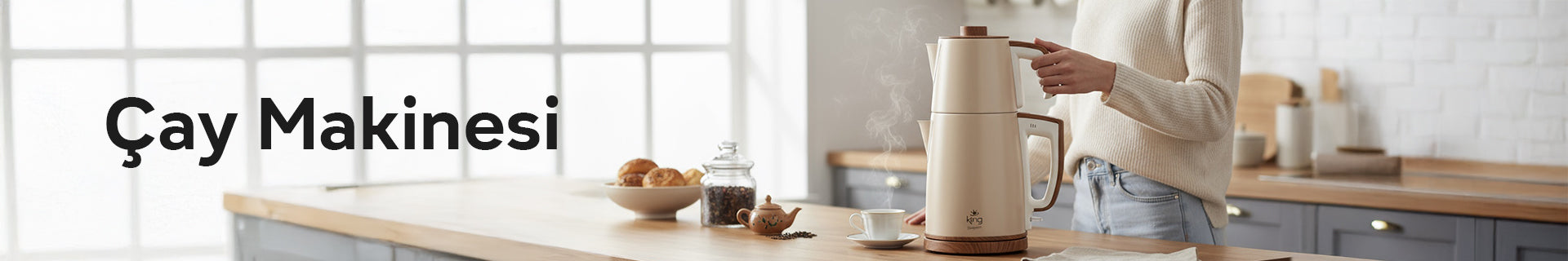 King markalı çay makinesi koleksiyonu banner – cam çay makinesi, çelik çaycı ve otomatik çaycı modelleri
