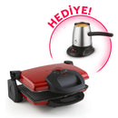 CN-P637Y Grillmax Izgara Ve Tost Makinesi-Kırmızı +HEDİYE  K3109 Kahvella Türk Kahve Makinesi