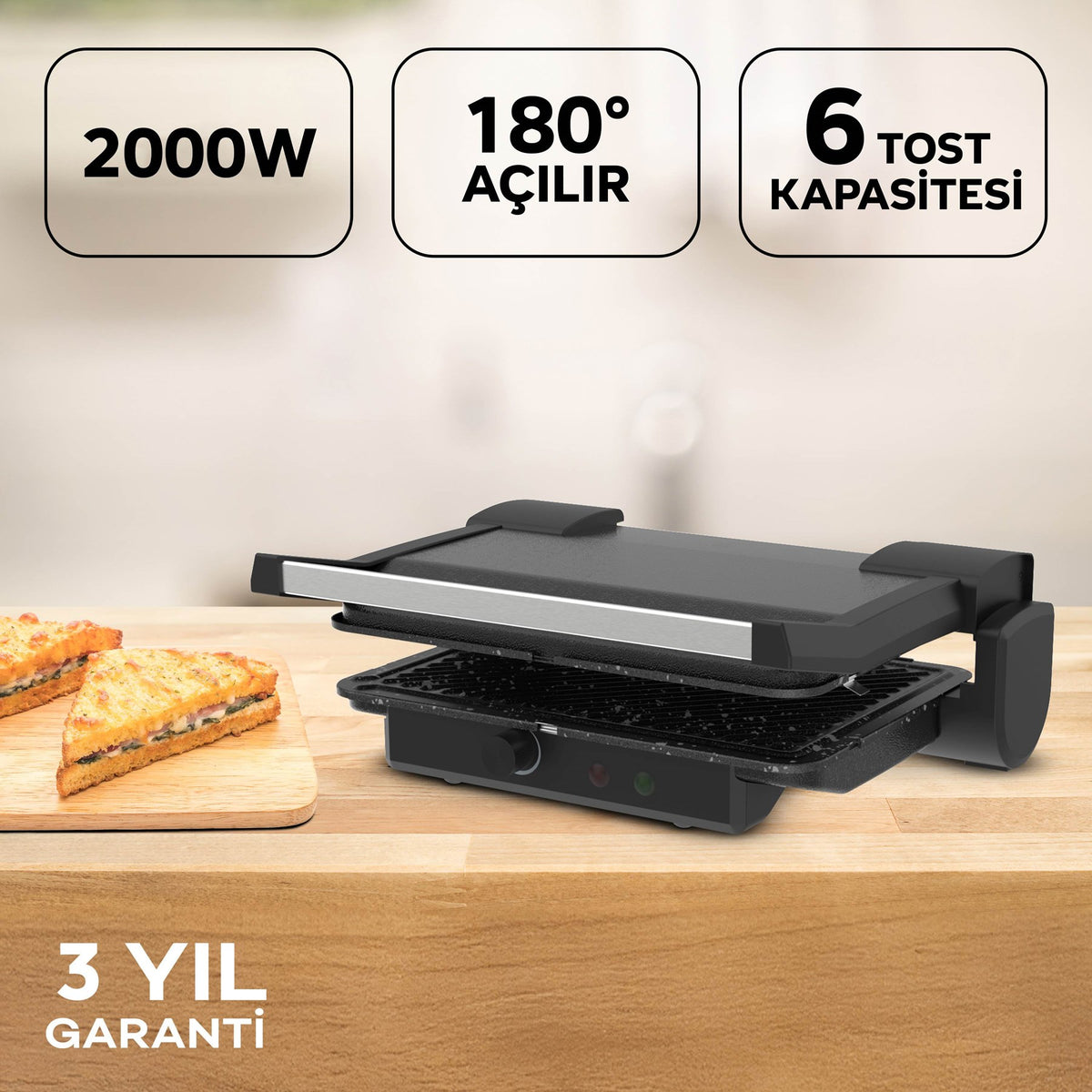 K469 Arte Plus Tost Makinesi-Sıyah