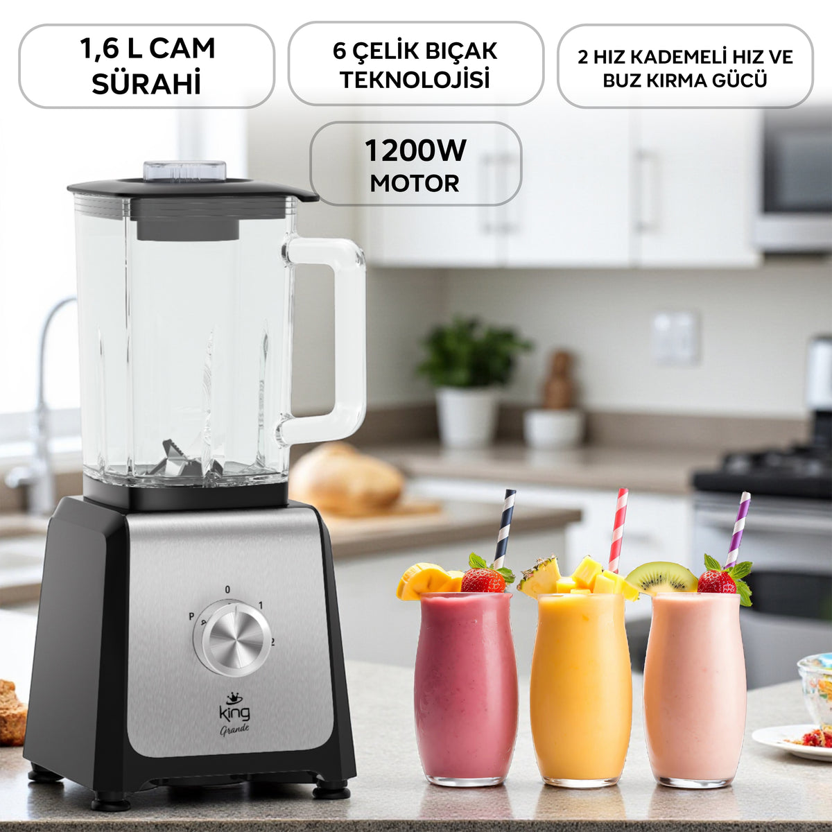 K477 Grande sürahi blender modern tasarım ve geniş hacimli hazne
