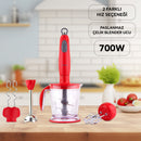 K941 Foodie 4 Bıçaklı Blender Seti - Kırmızı - King Küçük Ev Aletleri