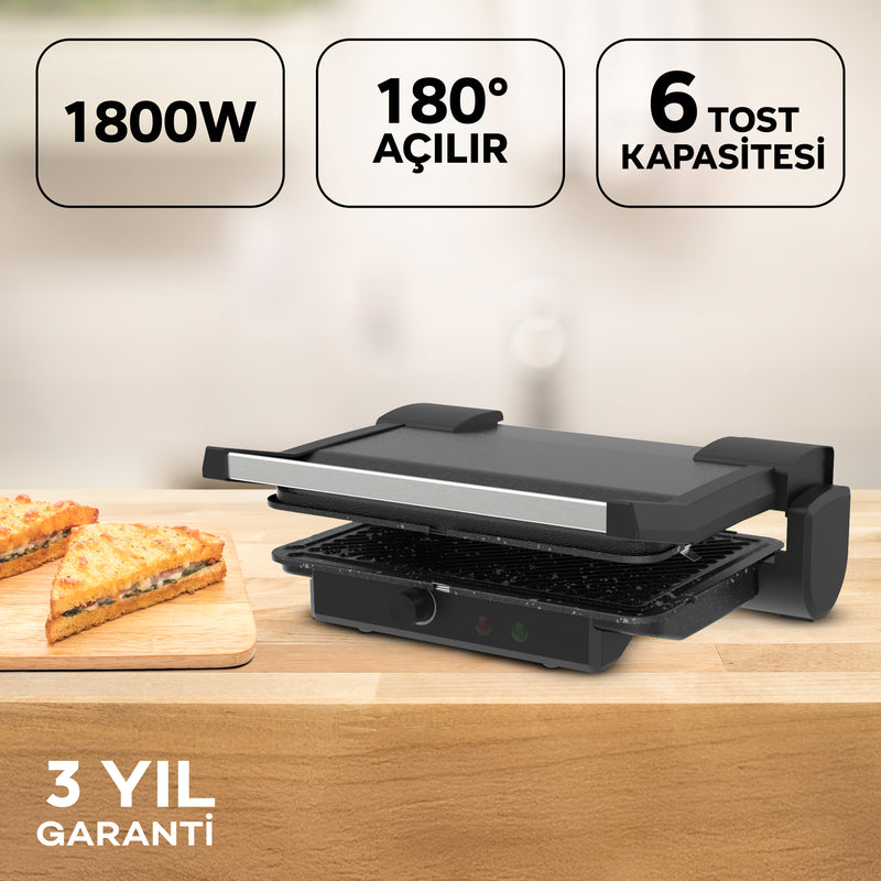 K459 Arte Grill and Toaster - Black
