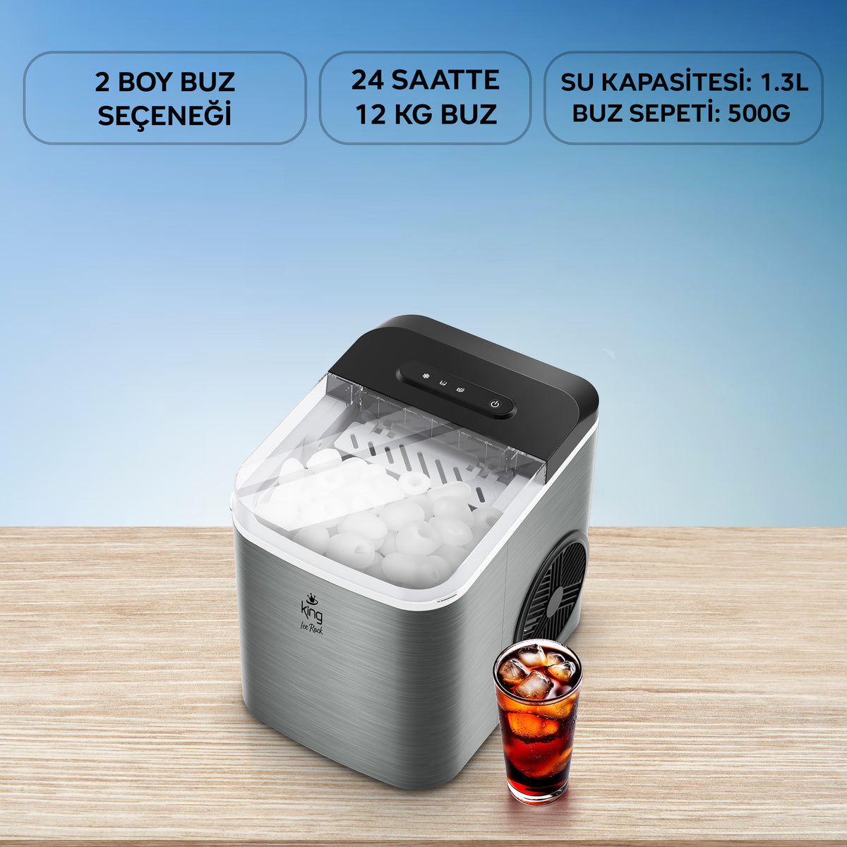 KBM7990 Ice Rock buz yapma makinesi kendi kendini temizleme fonksiyonu ile pratik kullanım
