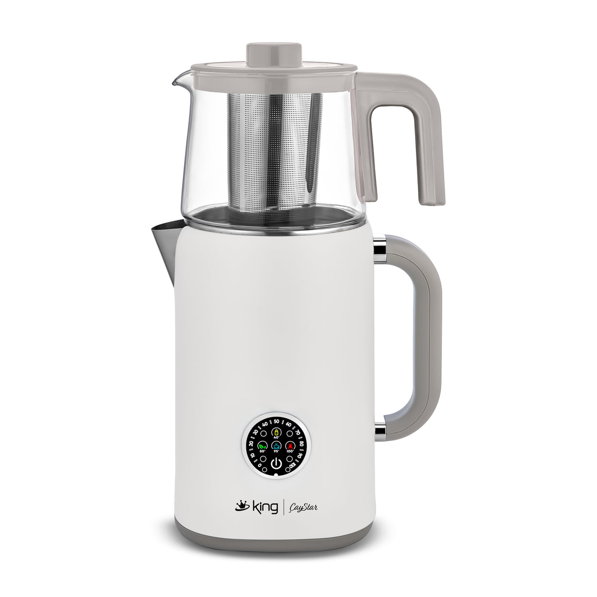 KCM387 Çaystar dijital çay makinesi beyaz kullanım sırasında çay demleme