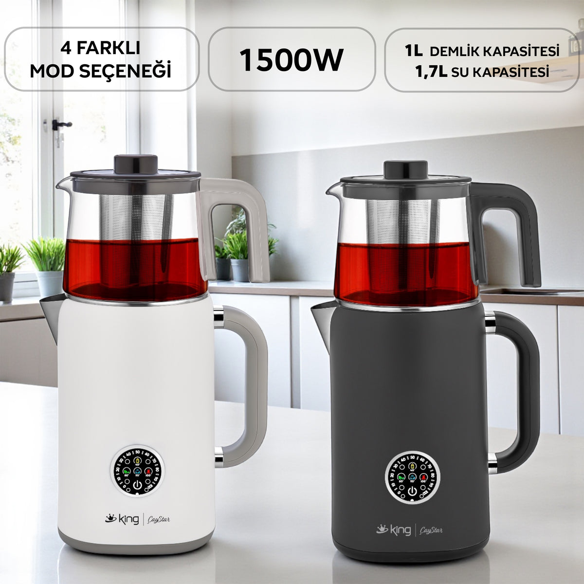 KCM387 Çaystar dijital çay makinesi beyaz kutu ve paket içeriği