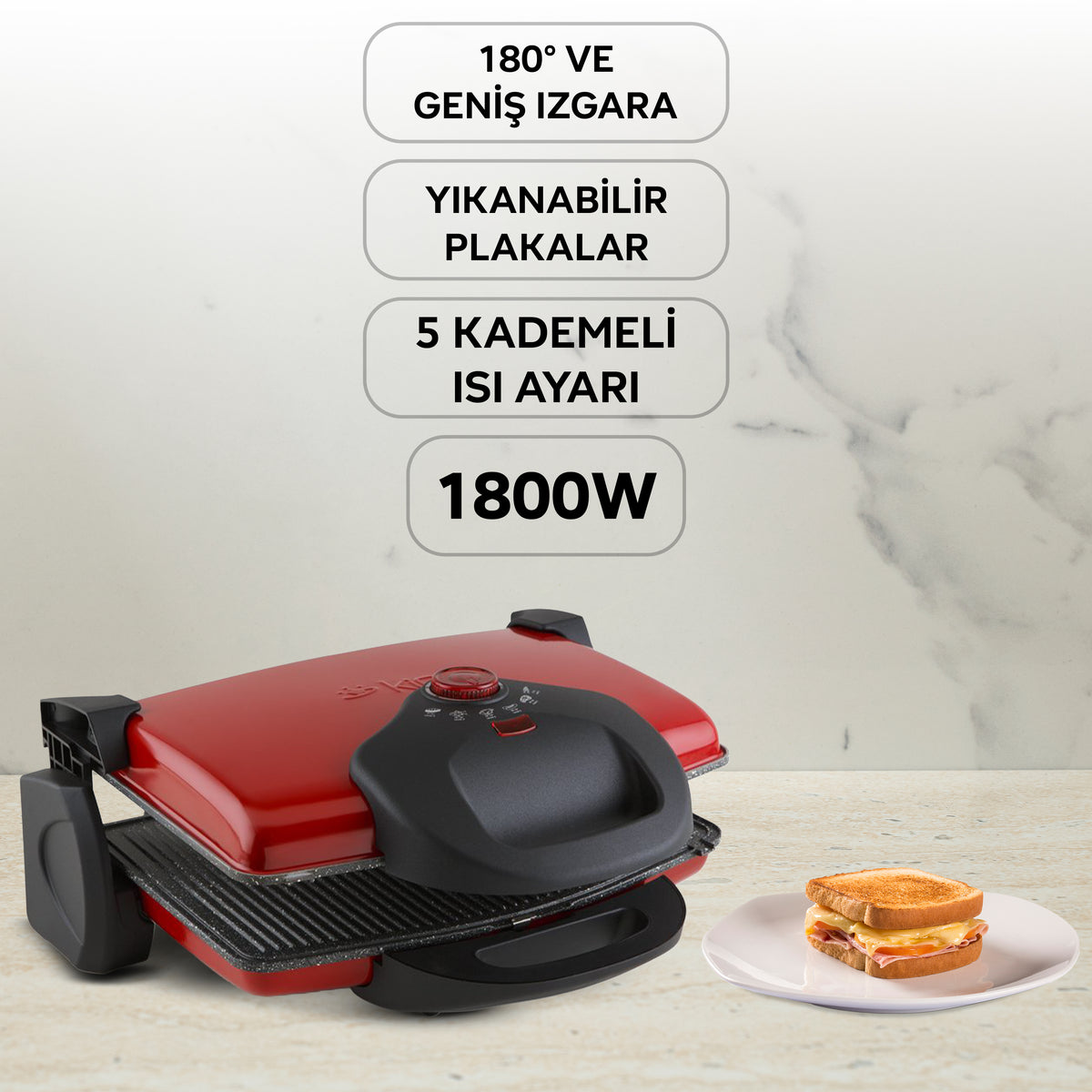 P637Y GrillMax Tost Makinesi - Kırmızı