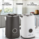 KSI386 Arya beyaz dijital su ısıtıcı ile çay, kahve ve bitki çayı hazırlama