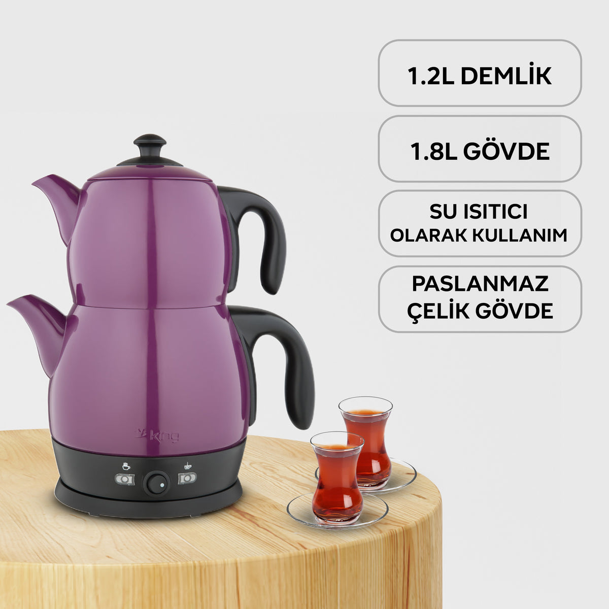 P315R Lea Çay Makinesi - Mor - King Küçük Ev Aletleri