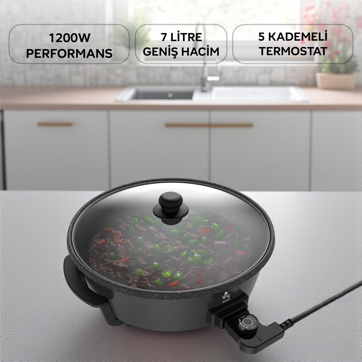 Tavazade K2101 çok amaçlı pizza tavası siyah yan tasarım detayı